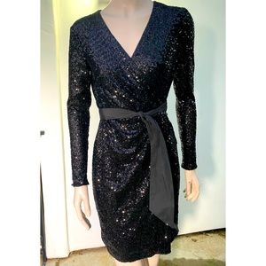 NWT $235 Ralph Lauren black sequins dress in size 4